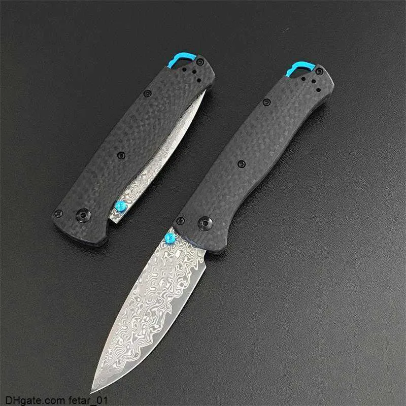 Carbon Fiber Handle BM 535 Folding Knife Damascus Blade Outdoor Camping Survival Tactical Defense Pocket Knives