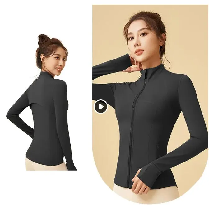 LU-088 Veste de Yoga pour femmes, manteau de Sport d'entraînement, veste de Fitness, vêtements de Sport à séchage rapide, haut solide, sweat-shirt zippé, vêtements de Sport, offre spéciale