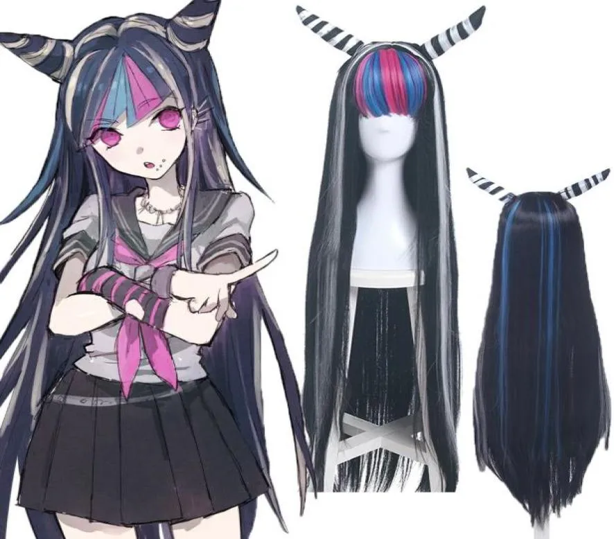 100 см аниме Danganronpa Mioda Ibuki фиолетовые смешанные длинные прямые парики для вечеринки, косплей Wigs1111065