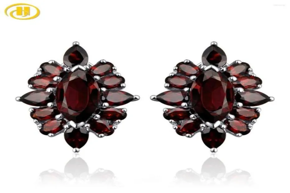 Stud Earrings Natural Red Garnet Solid Sterling Silver 15 Carats Genuine Gemstone Classic Women39s Jewelry Royal Luxury Style G7393572