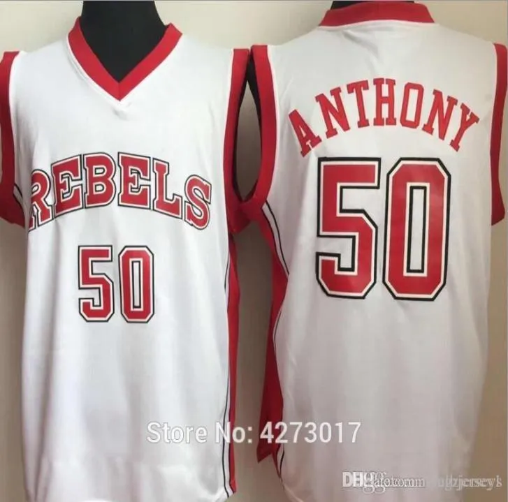 Université du Nevada Las Vegas 50 Greg Anthony College Jerseys UNLV University Basketball Équipe de broderie Rouge Blanc2881658