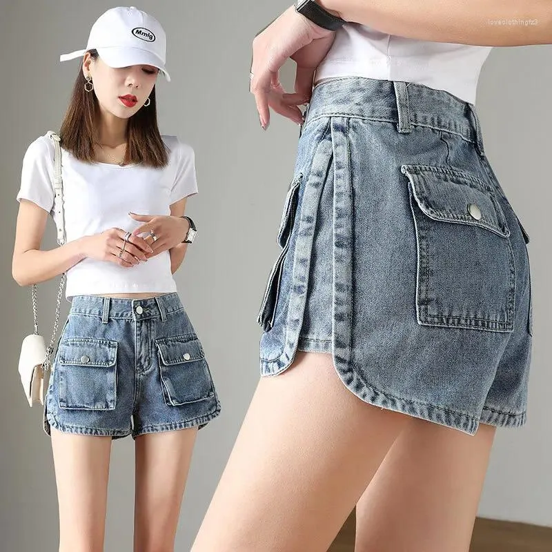 Womens Shorts Hoge Taille Dunne Zak Tooling Denim Zomer Losse Mode Trend Jean Rok Dansen Jeans Y2k Korte Broek Sexy