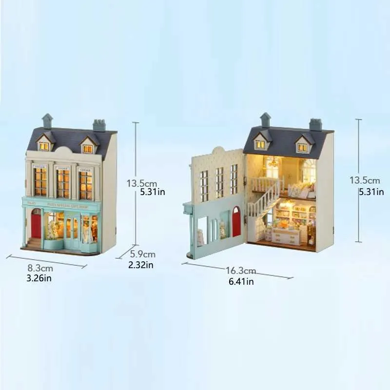 Architecture/DIY House Doll House Kit Gift Shop Mini Assembly Building Model DIY Handmade 3D Puzzle Girl Princess Toy Home Bedroom Decoration with Fur