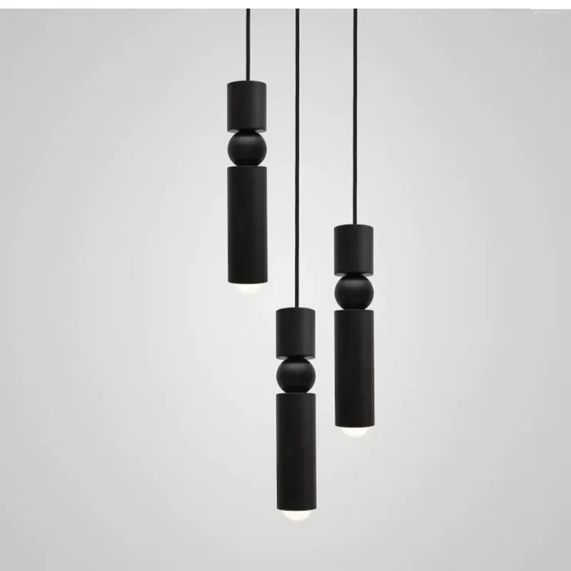 Pendant Lamps Modern Chandelier LEDKTV Bedroom Dining Room Kitchen Table Lamp Metal Long Tube GU10 Light Source