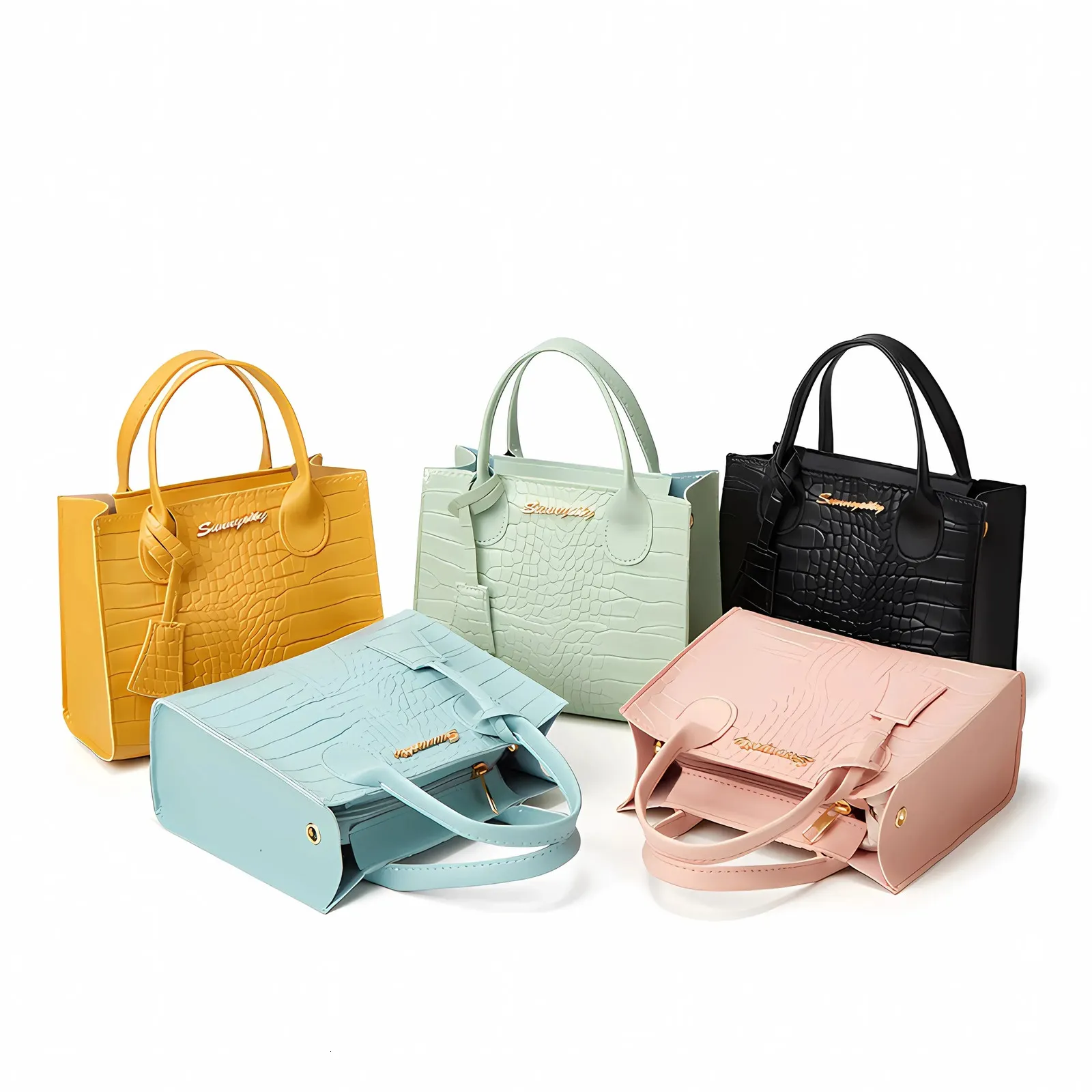 5pcs Pattern PU Leather Crossbody Bags for Women Chain Female Shoulder Handbags Mini Purses Travel Bag 240223