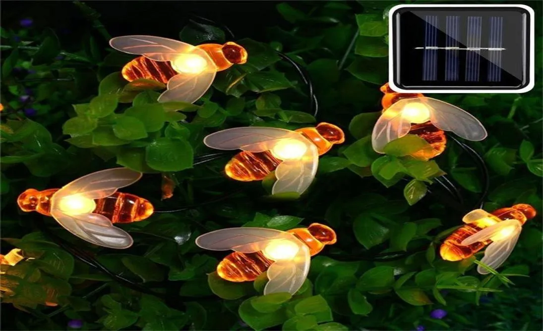 Słoneczne Śliczne miodowe pszczoły LED Fairy Light 50 Diods Bee Outdoor Garden Fence Patio Christmas Garland Lights5695853