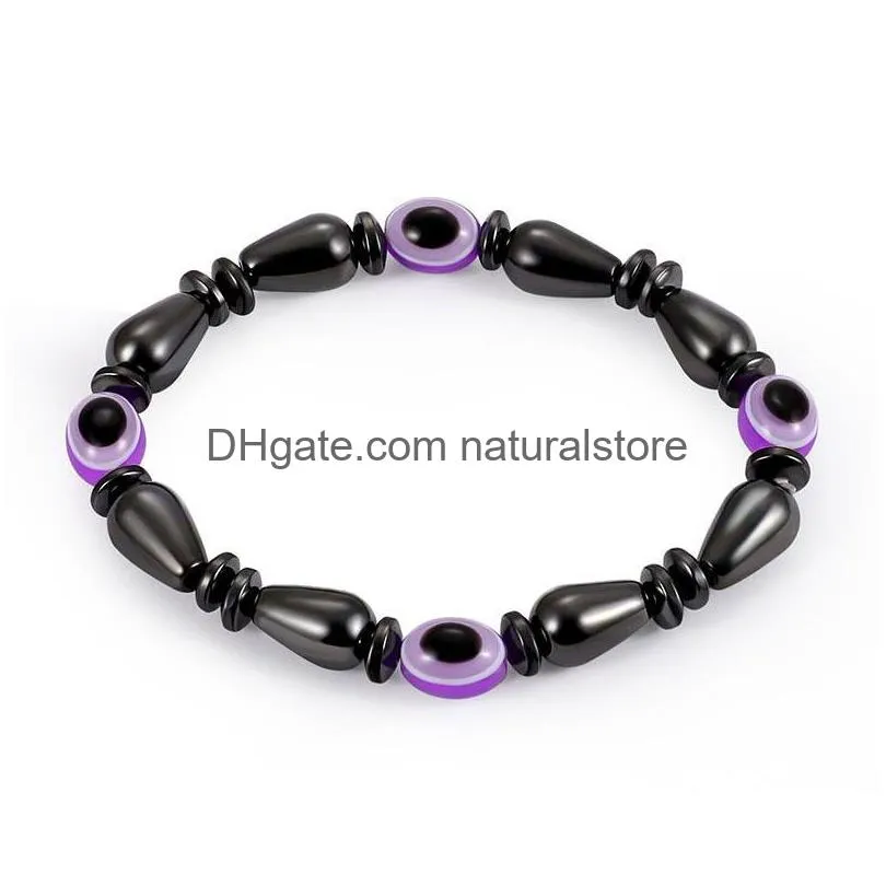 Kralen Magnetische Energie Boze Oog Paar Strengen Armband Voor Mannen Vrouwen Power Gezonde Zwarte Galsteen Kralen Kettingen Bangle Sieraden drop Dhxuk