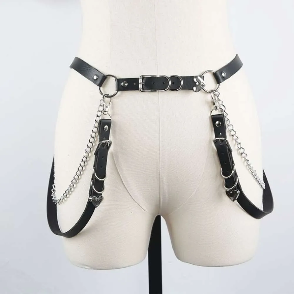 Erotische PU lederen harnas sexy lingerie voor vrouwen kousenband beha string ondergoed hart taille riem bondage riem versnelling sm producten