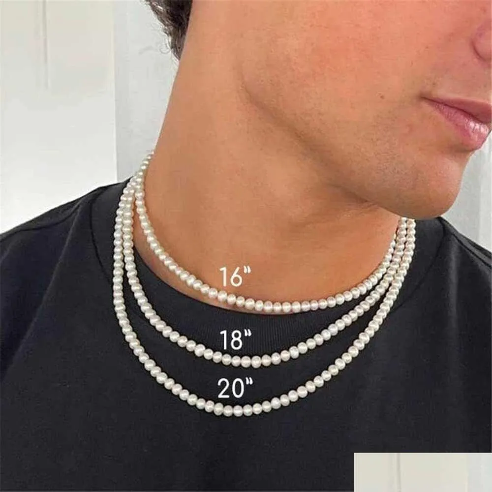 Collane con ciondolo Collana di perle da uomo Semplice fatto a mano Filo di perline Girocollo 2022 Gioielli alla moda per le donne Ragazze Banchetto di nozze Goccia Del Dh1Q9