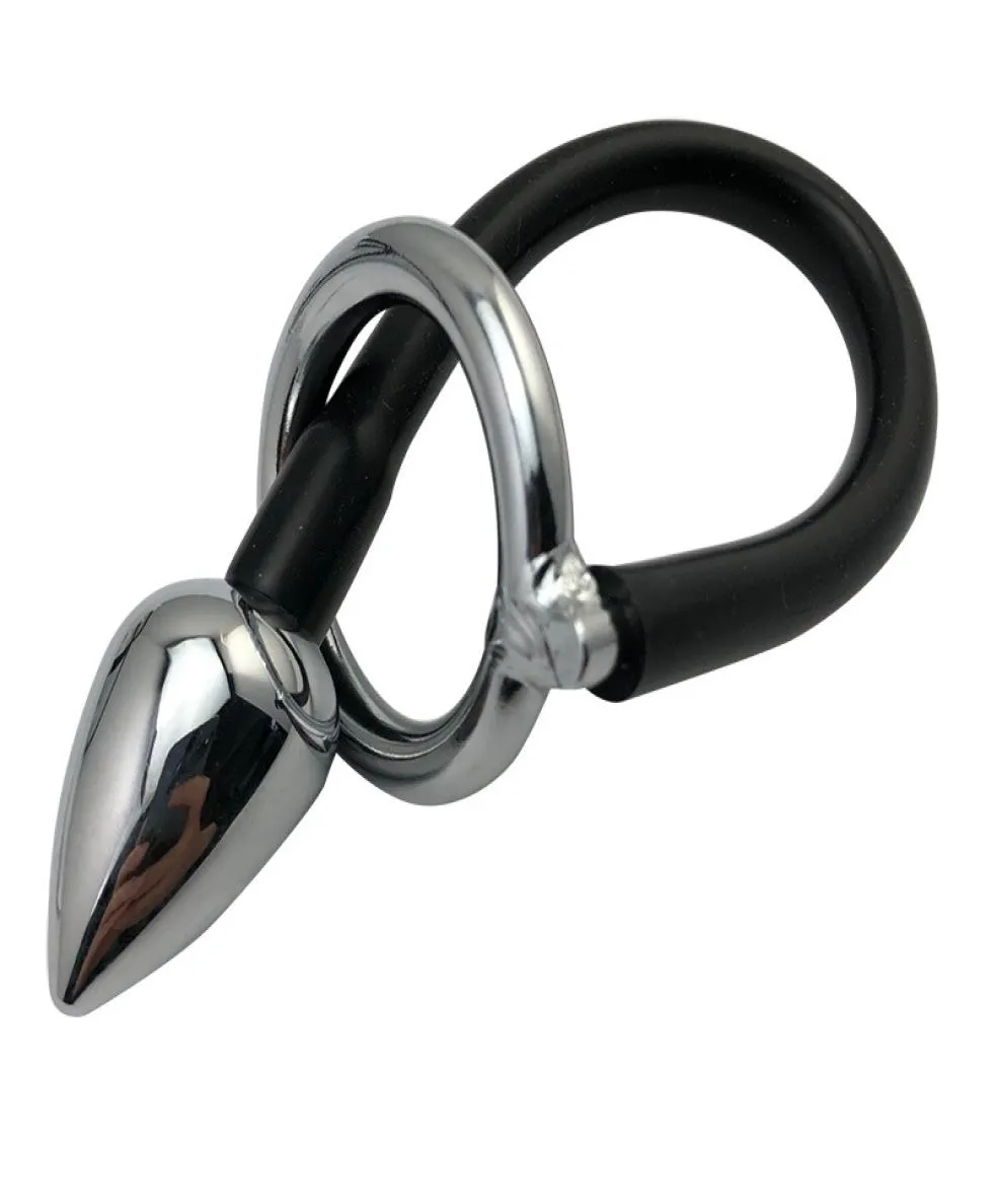 Male Stainless Steel Prostate Stimulation Anal Plug With Cock Ring Butt Plugs Massager Scrotum Adult BDSM Sex Anus Toy For Men9908412