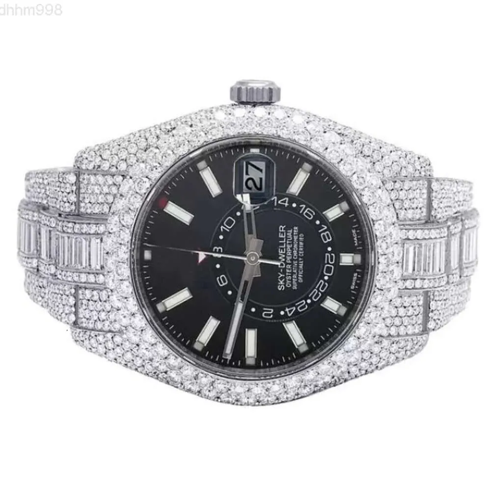Diamond hochwertige mechanische Luxus -Luxus -Diamant Uhren VVS Moissanite Uhr Uhr Out Watch für Männer Frauen