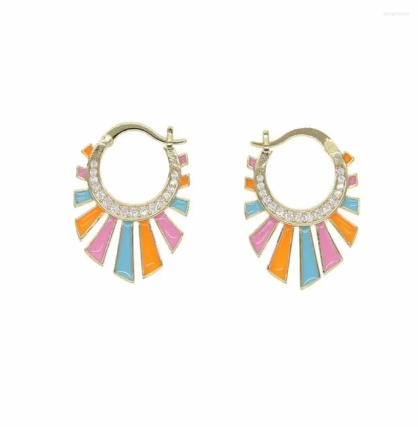 Hoop Earrings Geometric White Cz Pastel Colorful Huggie Earring Stunning Trendy Candy Sweet Enamel Neon Colors Spike Women Jewelry6630560