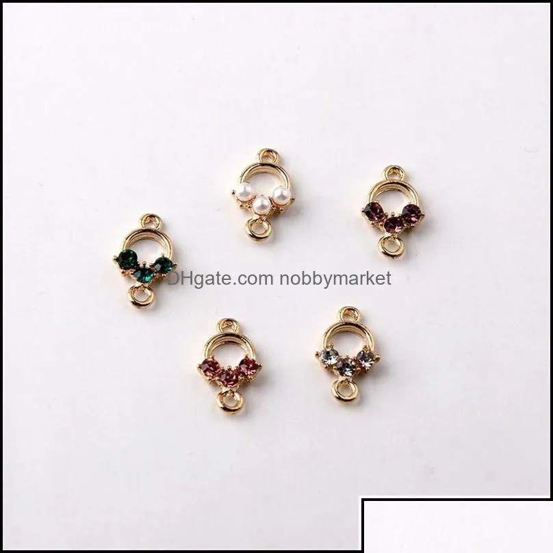 Metales Metales Perlas sueltas Joyería Zircon Perla Colgante Doble Agujero Conector Colgantes para hacer DIY Collares Pendientes Pulseras AESS DH3UY