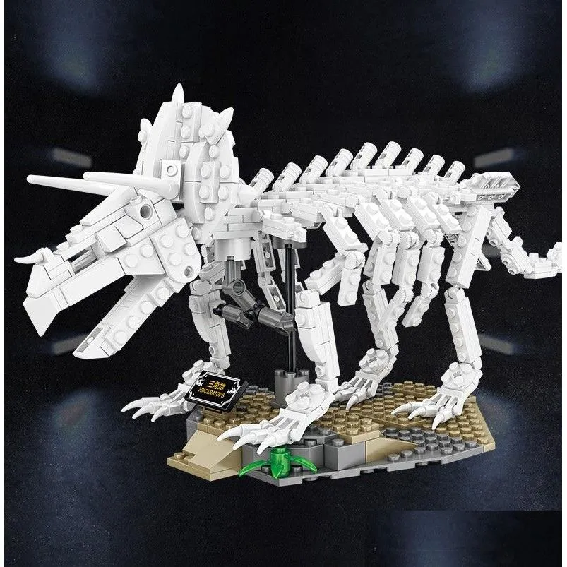 Model Building Kits Wholesale Dinosaur Build Block Custom Bone Luminous Skeleton Model Bricks Small Particle Toy Lepin Christmas For D DHSBH