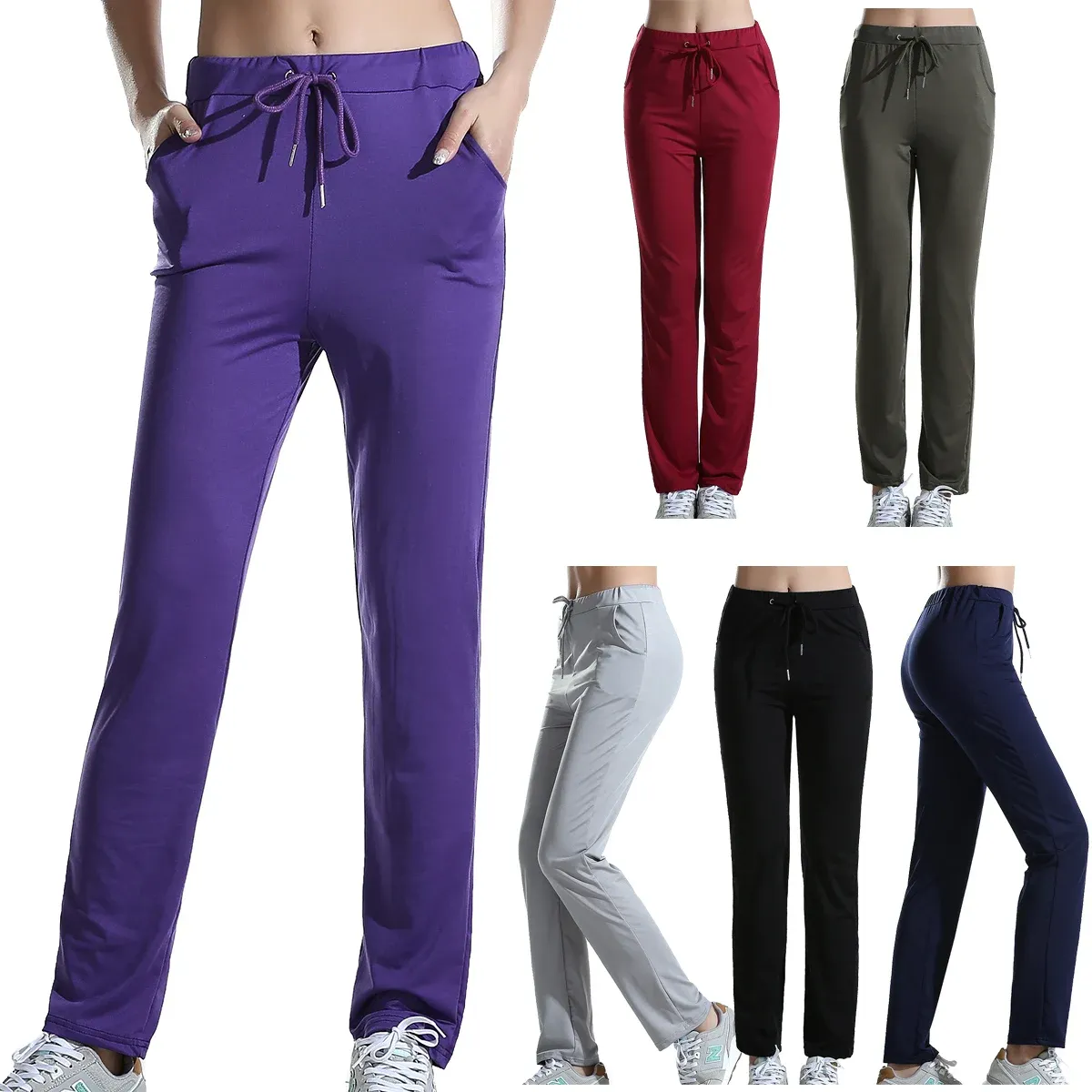 Capris Women Summer Wear Solid Color Full Length Long Pants Lady Super Elastic Yoga Pants Roose Elastic Wasit Fashion Ounsers