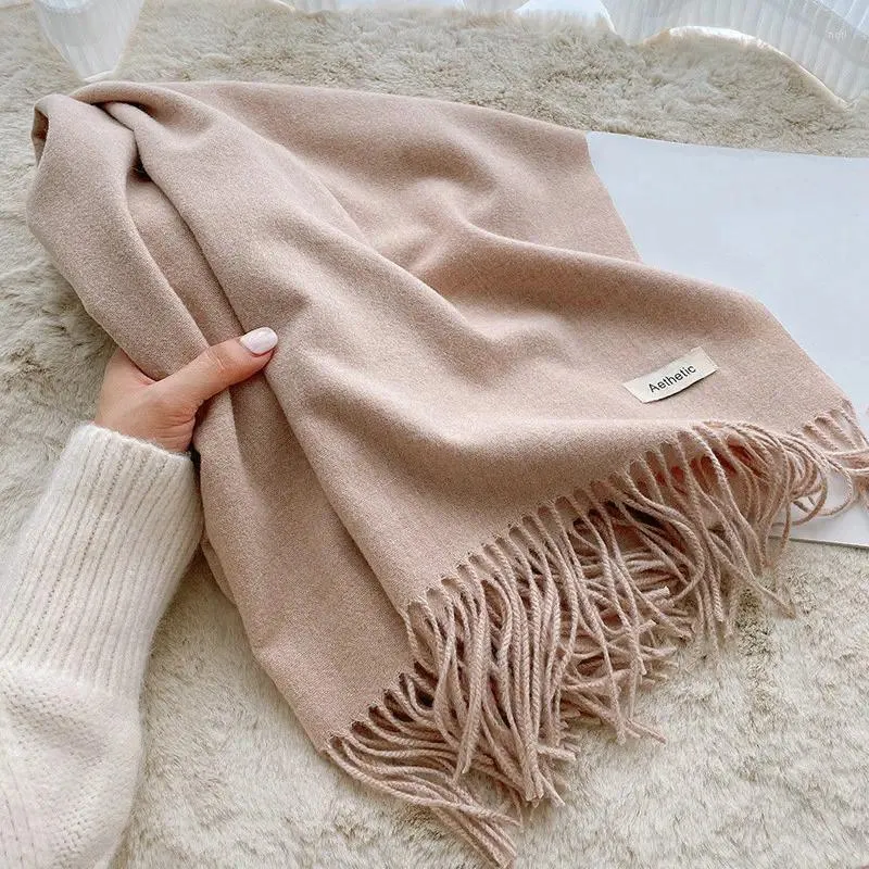 Scarves 2024 38 Colors Women's Winter Scarf Fashion Shawl Cashmere Hand Wrap Solid Color Head