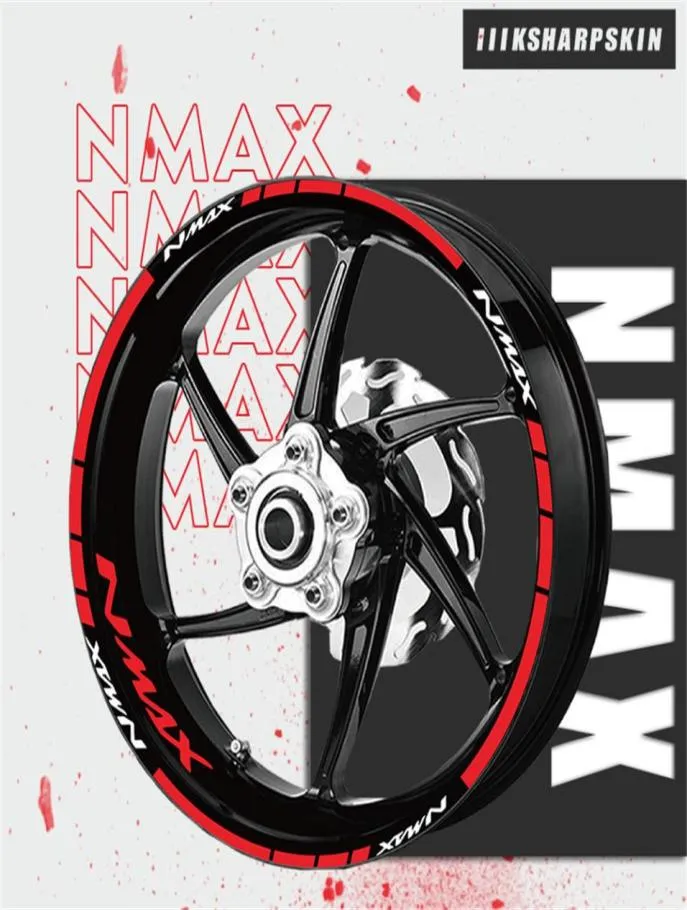 Motorfiets binnenrand nacht reflecterende waarschuwingsstickers hub decoratieve logo's en emblemen gestreepte beschermingsfilm voor YAMAHA NMAX nma7224599