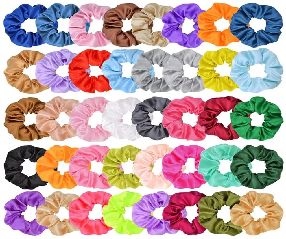 40 ملحقات الشعر ملحقات الشعر الساتان فرقة scrunchies Girls Ponytail Holder Tie Tie Fashion Hair Ring Endracty مرنة الحبل عيد الميلاد 476809