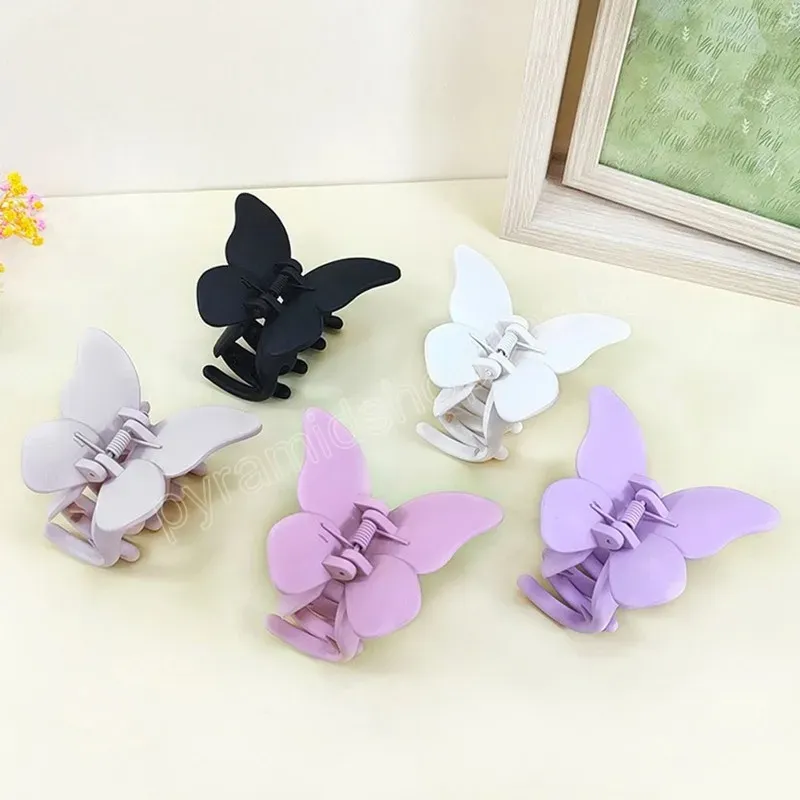 Candy Color Frosted Geometric Butterfly Hair Claws Clips Women Girls Elegant Clamps Hairpins Headband Fashion Accessories