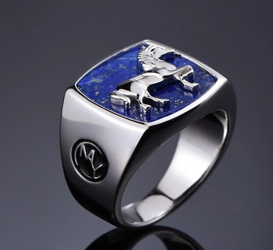 2021 Korean Thai S925 Black Stone Lapis Lazuli S For Man Simple 925 Silver Men039S Ring Boyfriend Gift9916078