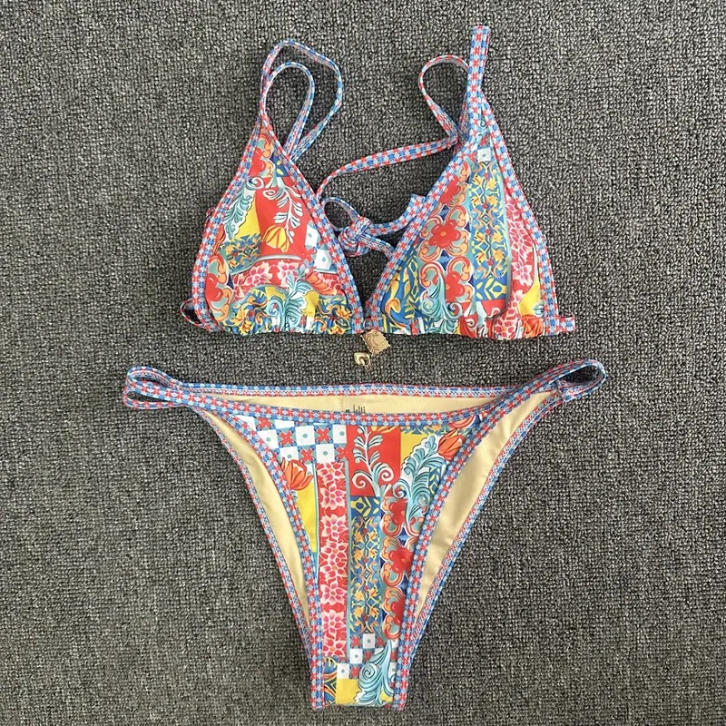 Sexy Ontwerp Tweedelige Print Badpak 2023 Vrouwen Push Up Bikini Set Badmode Badpak Beachwear XL