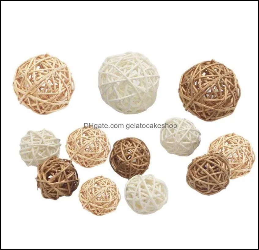 Guirnaldas de flores decorativas Suministros festivos para fiestas Hogar Jardín Bola de mimbre hecha a mano Bolas de esferas rústicas para Navidad Weddi2210797