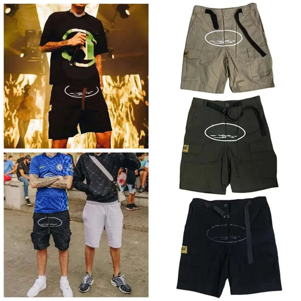 Shorts mens last sommaren beskurna byxor streetwears kläder snabb torkning multi ficka skateboard demon tryckt svettbyxor 835