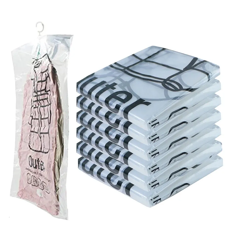 Sacs de rangement sous vide pour placard suspendu, organisateur de taille moyenne et grande, gain d'espace, garde-robe, cintre compressé, organisation de vêtements 240305