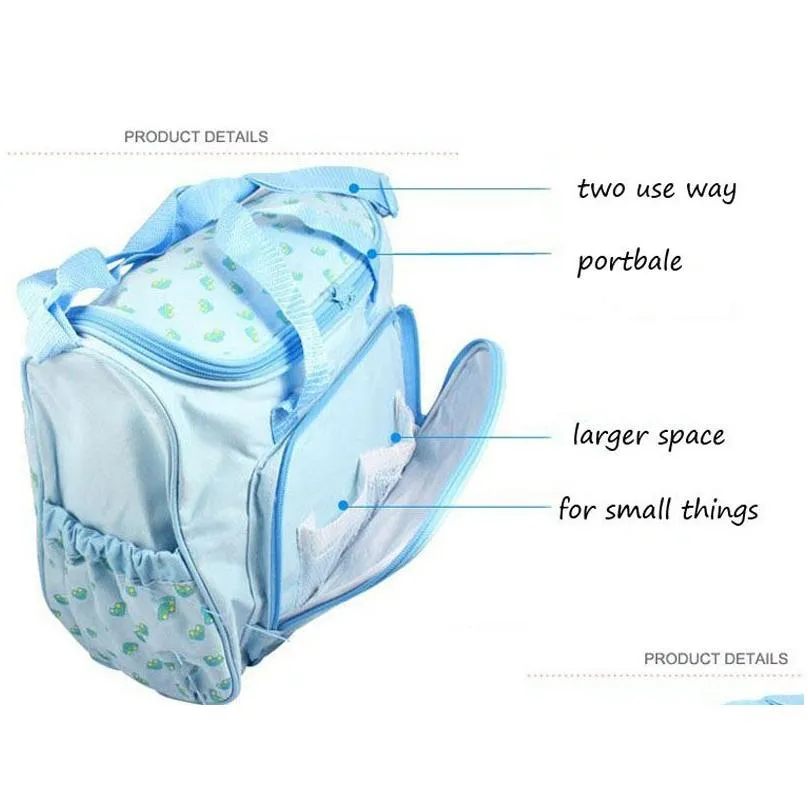 Diaper Bags 4Pcs/Set Mummy Bag Mti-Function Mommy Baby Diapers Nappies Large Capacity Changing Small Pad Bottle Holder Set 3Color1 Dr Dhvie