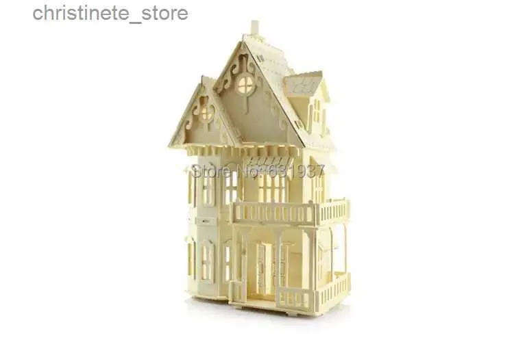 Architectuur/DIY Huis 1 24 Pop Educatief 3D Puzzel Houten Miniatuur Speelgoed Diy Cothic Huis Villa Bouwspeelgoed Modellen Voor Kinderen Creatief Cadeau