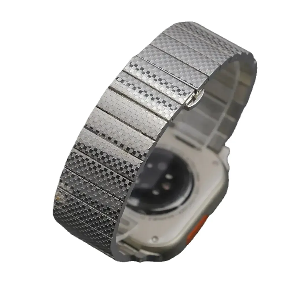 New metal strap is suitable for the Apple Watch Ultra2 49mm stainless steel iwatch 9 8 7 6 5 carbon brazing watch strap 44 45mm