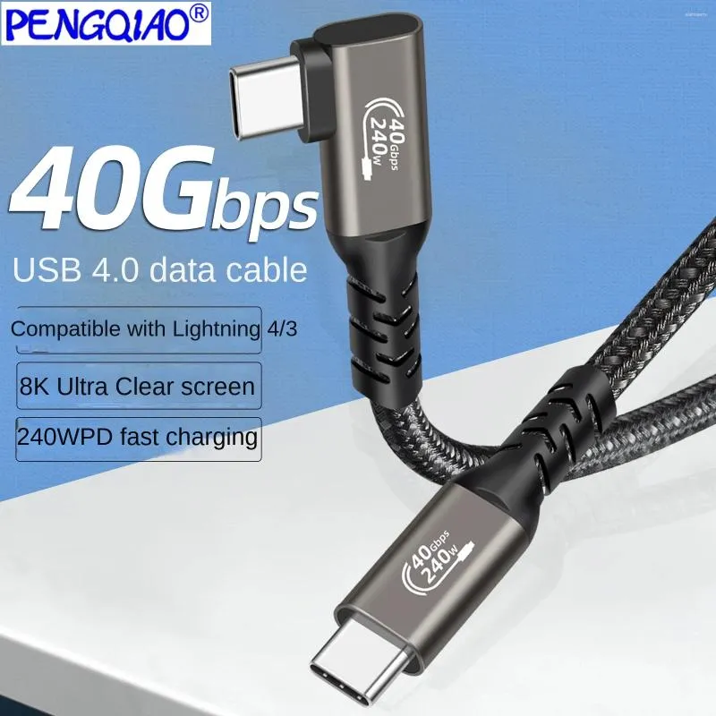 Cabo de dados tipo cotovelo de 90 graus, projeção de tela Ctoc8k, transmissão de 40 Gbps, carregamento rápido de 240 W, compatível com Lightning 4