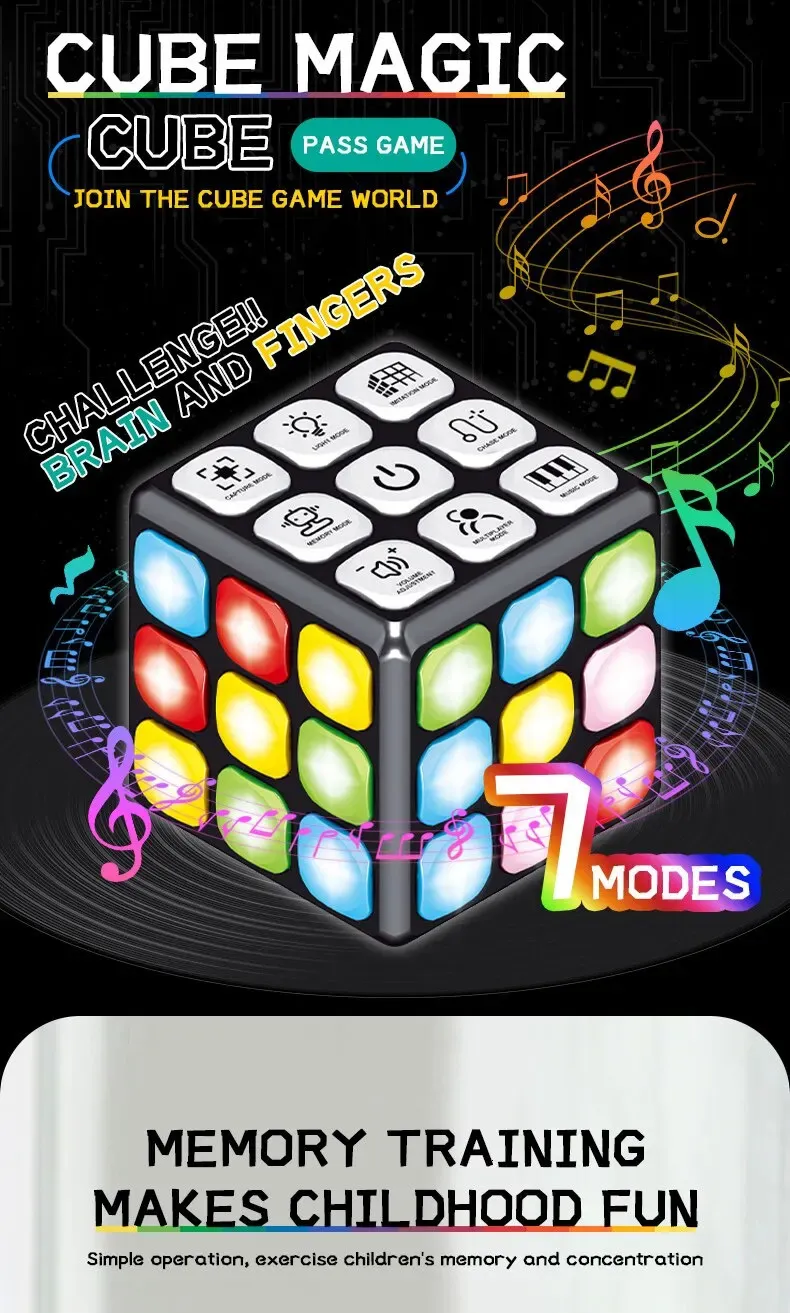Musical Cube Musical Magic Cube Toy - Electronic Sound & Light Puzzle, Sensory ...