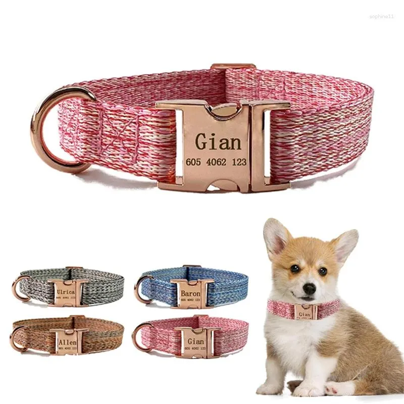 Juchiva brinquedos para cães mastiga coleira de nylon ajustável personalizada para cachorros de estimação gravados gratuitamente placa de identificação coleiras para cães pequenos e médios