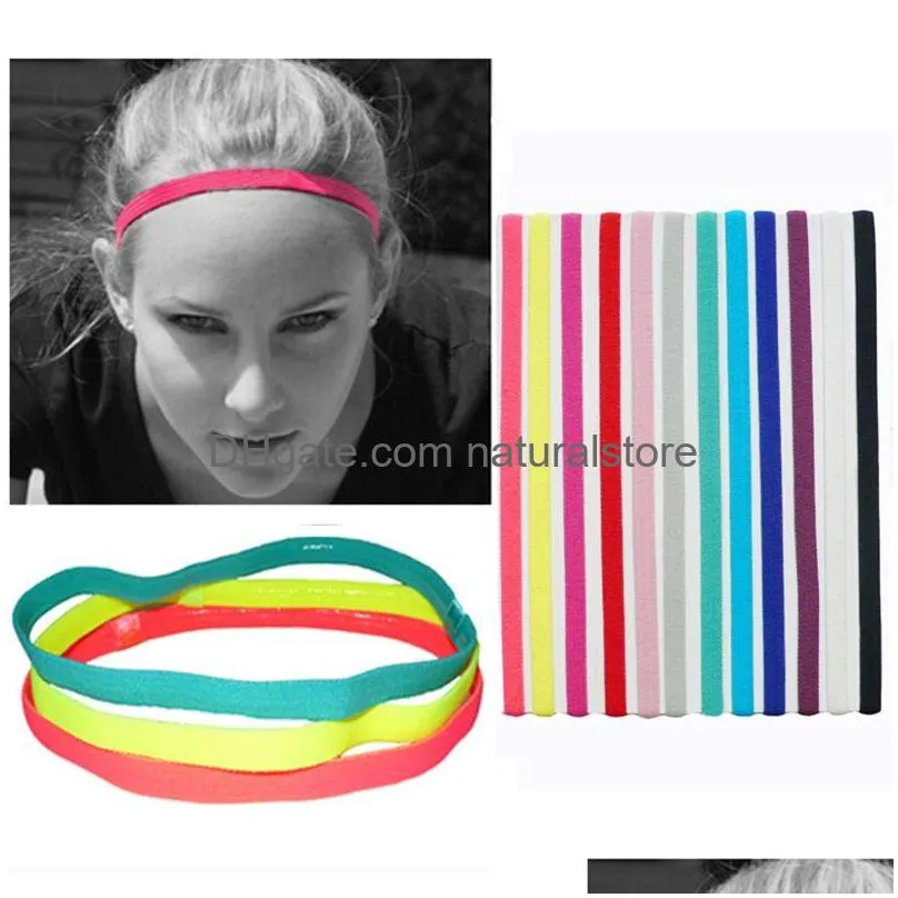 Stirnbänder Frauen Sport Stirnband Candy Farbe Einfache Elastische Haarband Yoga Feuchtigkeit Wicking Solide Haar Schal Zubehör Für Männer Outdoor Dh2R5