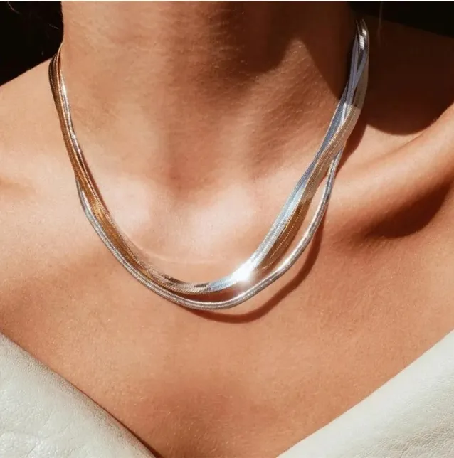Łańcuchy moda unisex wąż choker damskie naszyjniki dławiki stali nierdzewne Śledź srebrny kolor do łańcuchów biżuterii