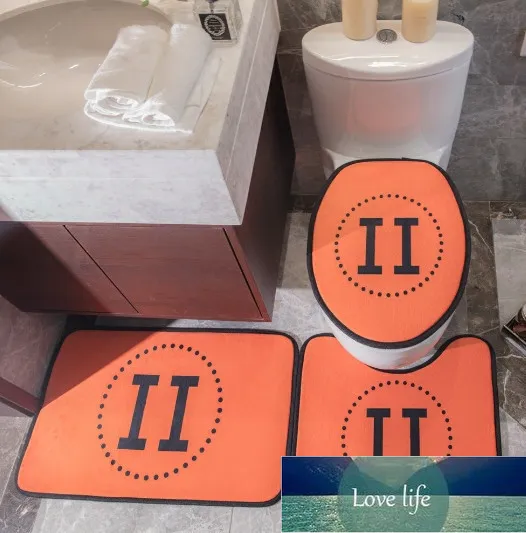 Nuovo Tappetino per porta piccolo in tre pezzi per bagno Tappetino per porta del bagno a forma di U Tappetino antiscivolo che assorbe l'acqua Tappetino per WC Tappetino per commercio estero Coperta