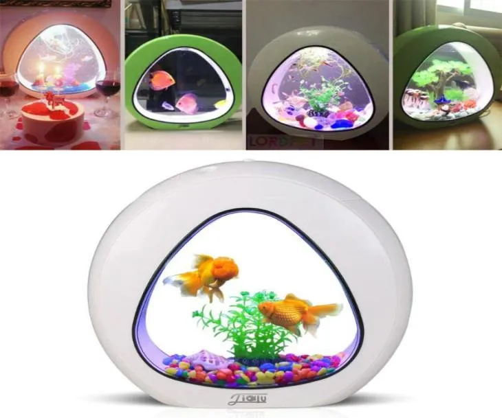 Aquários Aquário 4L Mini Tanque Nano para Ecologia Beta Fish Integração Filtro LED Sistema de Luz Escritório 110V240V9174378