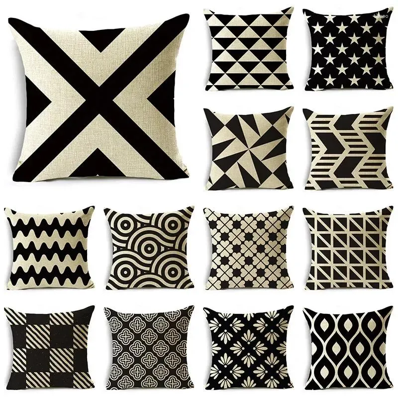 Poduszka nowoczesny geometryczny wzór czarno -biały rzut poduszka domowa sofa sypialnia okładka nocna 40 cm/45 cm/50 50 cm