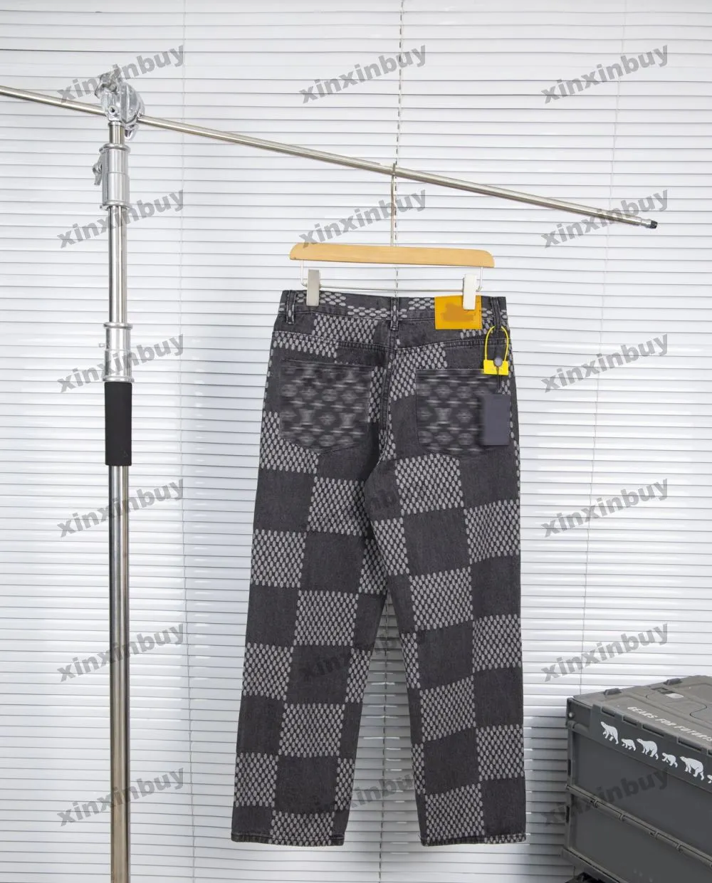 Xinxinbuy Men Women Designer Pant Chessboard Grid Jacquard Letter Printing Lattice Spring Summar Casuar