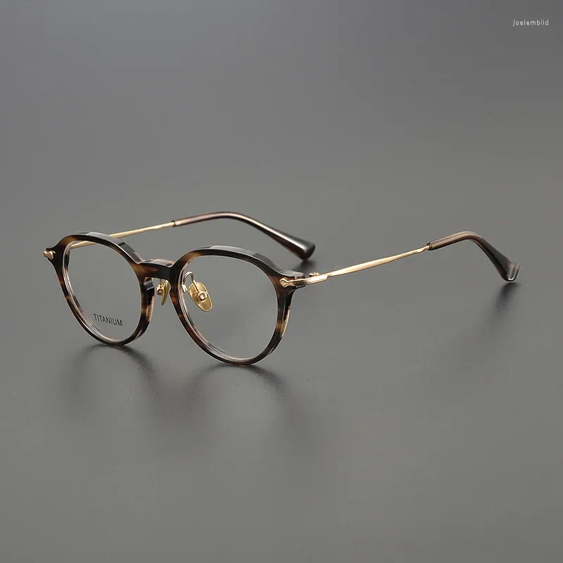 Monturas de gafas de sol para hombre y mujer, montura de gafas pequeñas de ácido acético ultraligero, borde delgado, óptica Retro, prescripción de miopía