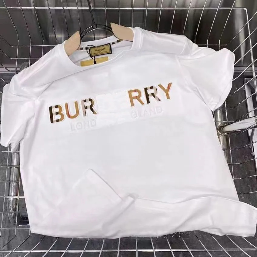 B.R.R Fashion Brand Luxury Mens T Shirts Solid Print Leeter Casual Loose Tees Plus Size Womens Summer Clothes High Quality Pure Cotton Short Sleeve Shirts Tops 1243