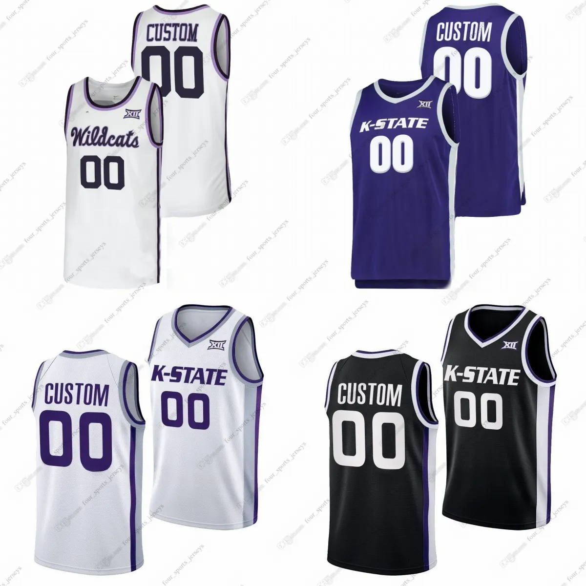 Maglie da basket personalizzate NCAA Kansas State Wildcats College Taymont Lindsey Taj Manning Will McNair Jr. David NGuessan Tylor Perry Macaleab Rich