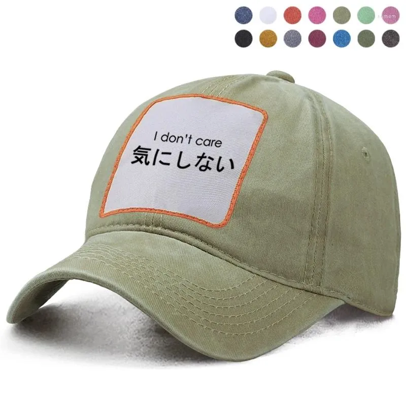 Czapki piłki Nie obchodzi mnie japoński list z drukowaniem baseballowej czapki tata ciężarówki snapback casquette kapelusz berets bone gorras hats
