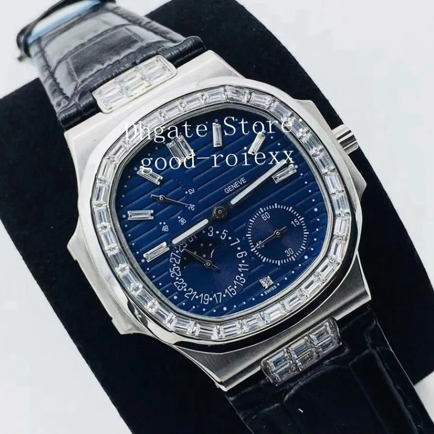 4-Stil-Luxus-Roségold-Diamantuhren für Herren, automatische Uhr, Kal. 240, Eta, 40 mm, Leder, 5724, Gangreserve V2, Version 293a