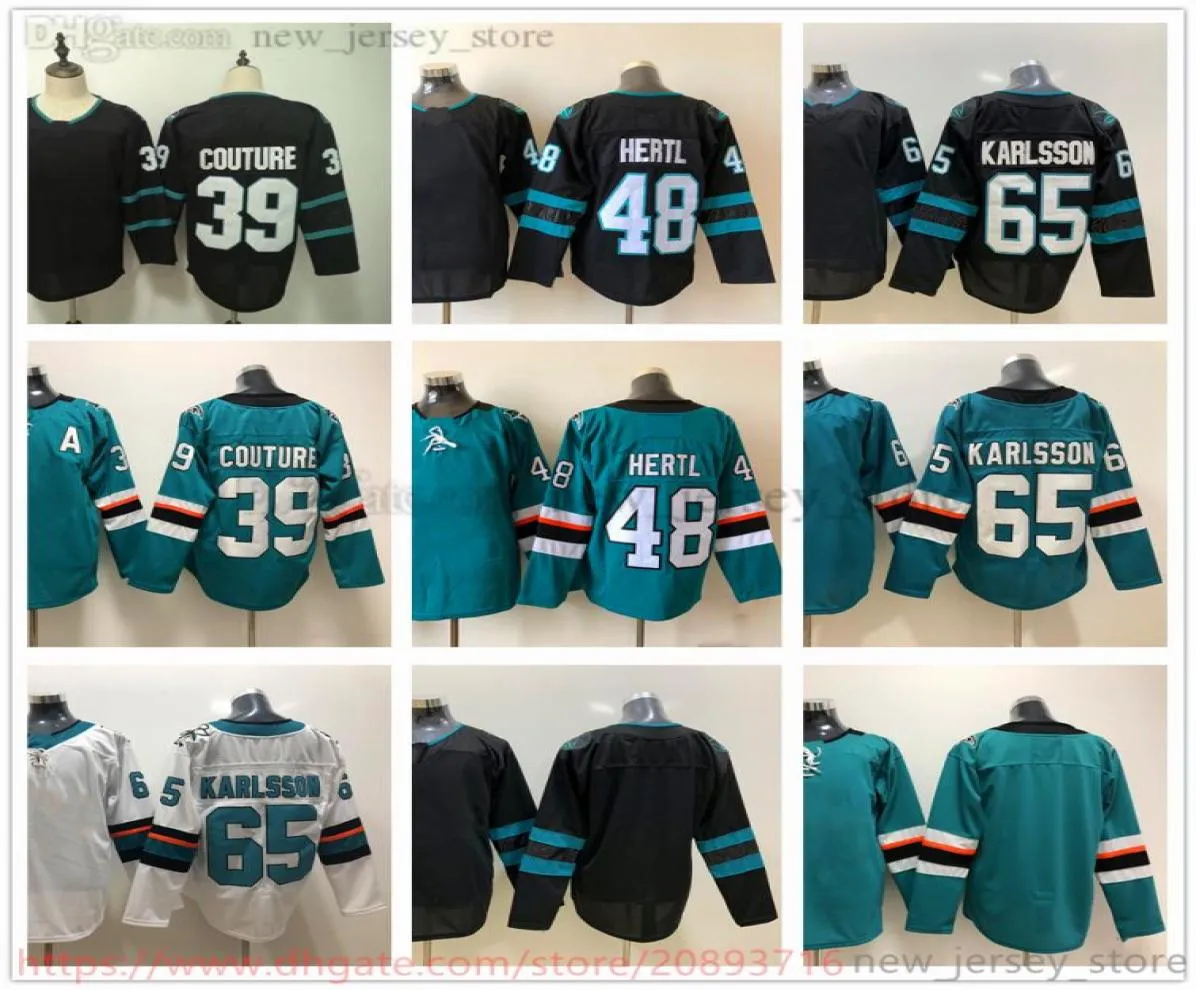 영화 대학 아이스 하키는 유니폼을 입는 저지 스티치 39Logancouture 48TOMASHERTL 65ERIKKARLSSON BLANK BLACK GREEN WHITE MEN JERSEY3873894