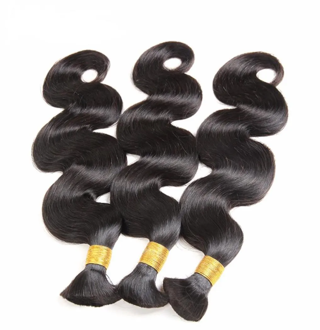 Grad 5A Virgin Body Wave Hair 3PCSlot 12 28quot No Weft Human Hair Bulk för flätning obearbetade hårprodukter8877419