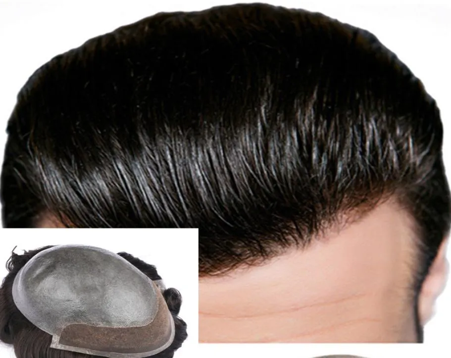 Parrucca da uomo in pizzo anteriore Toupee Pu Parrucca da uomo di alta qualità039s Sistemi di capelli Remy durevoli7559745