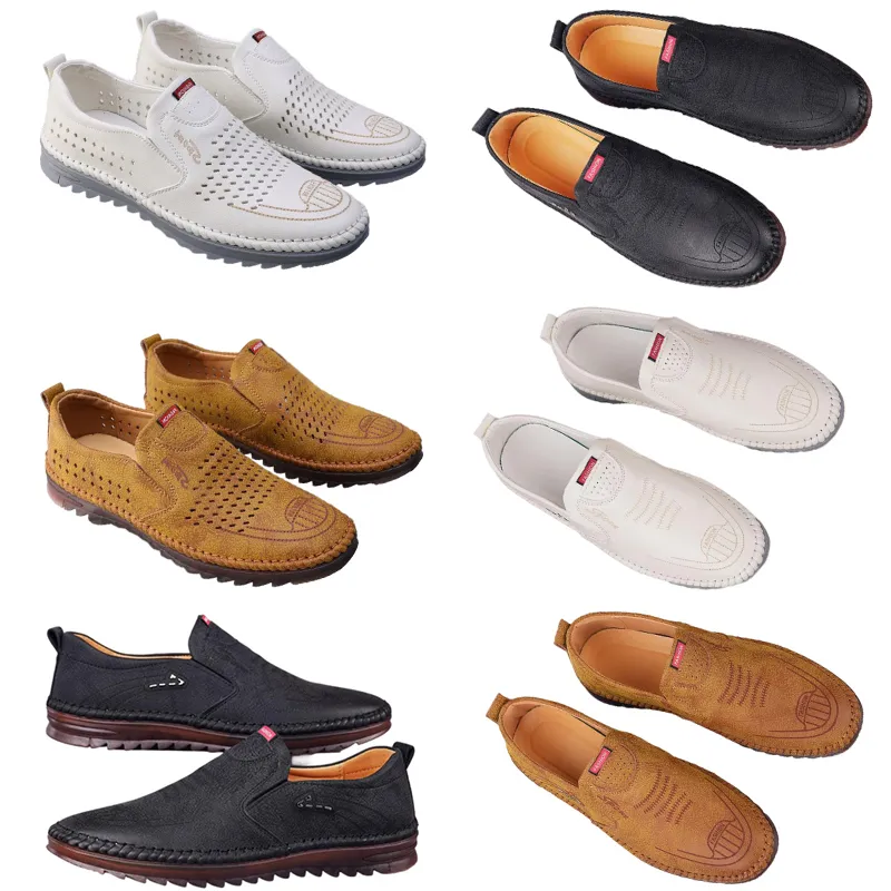 Chaussures décontractées pour hommes printemps nouvelle tendance chaussures en ligne polyvalentes pour hommes chaussures en cuir respirantes à semelle souple antidérapante noir 43