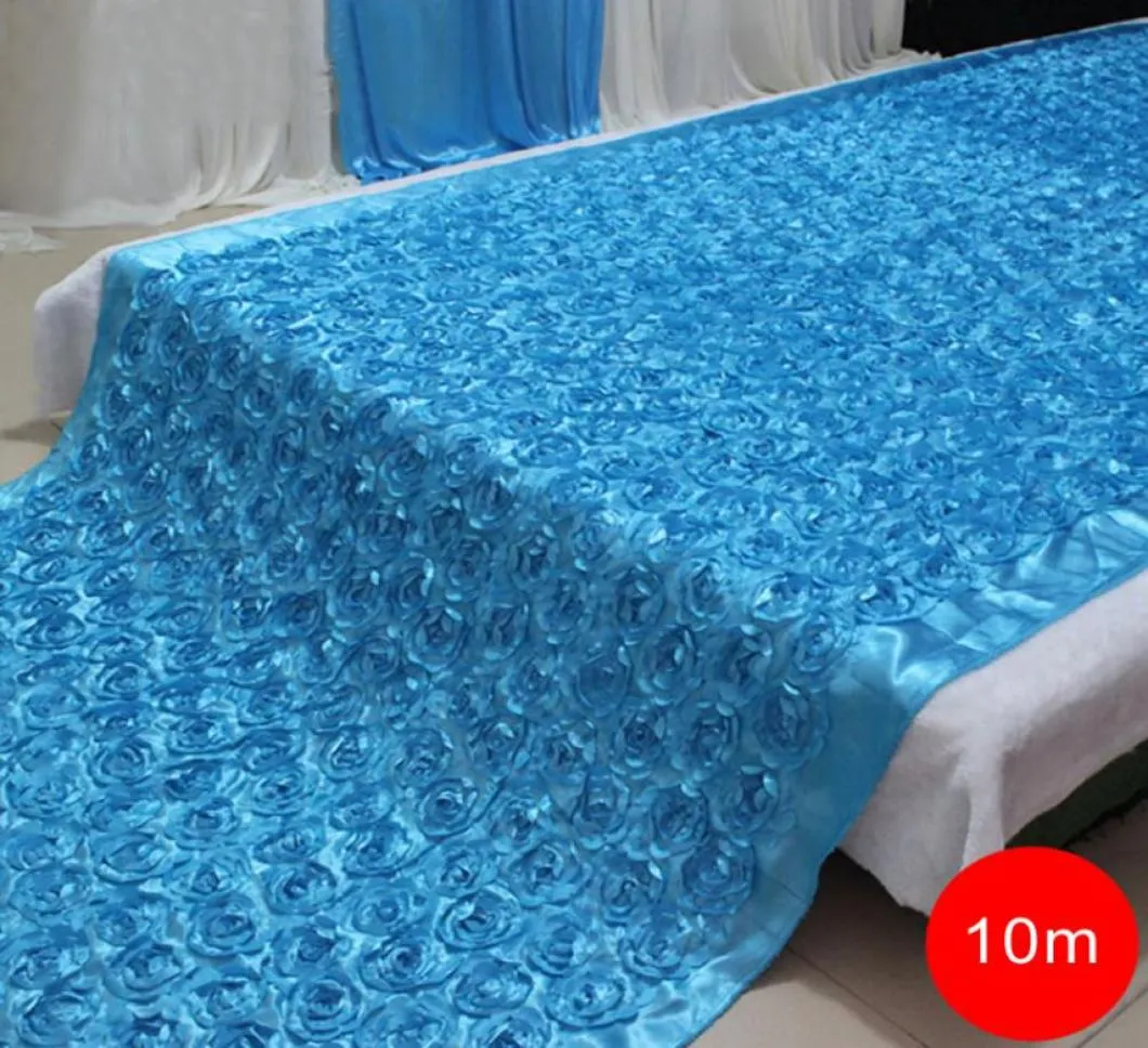 140cmX10Meter Fashion Satin 3D Rose Flower Wedding Aisle Runner Marriage Decor Carpet Curtain Home Decor1685349